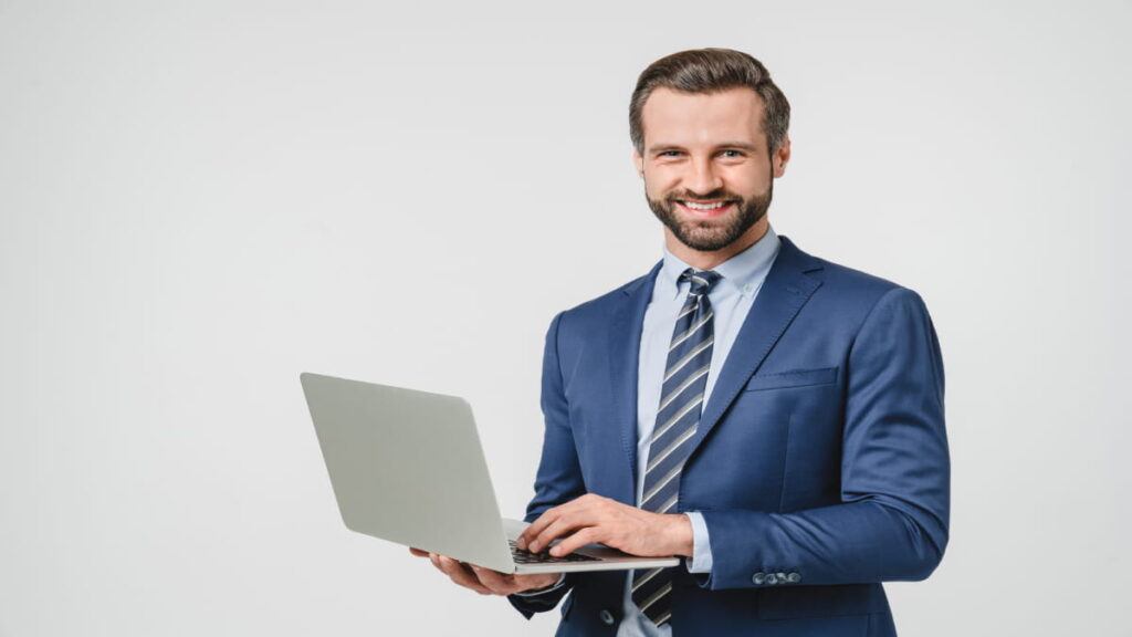 Business man with laptop
