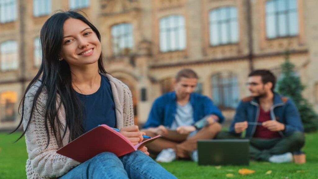 College girl with notebook