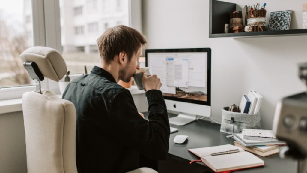 Man at home office